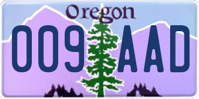 OR license plate 009AAD