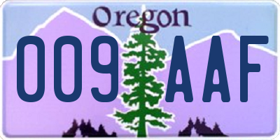 OR license plate 009AAF