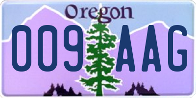 OR license plate 009AAG