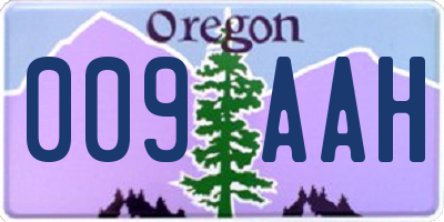 OR license plate 009AAH