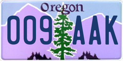 OR license plate 009AAK