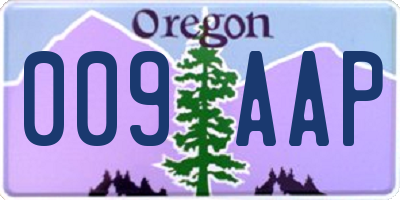 OR license plate 009AAP