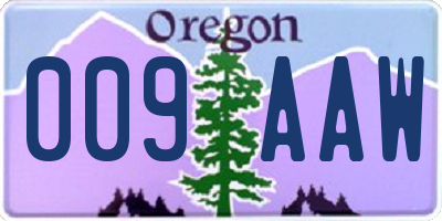 OR license plate 009AAW