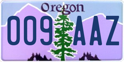 OR license plate 009AAZ