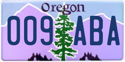 OR license plate 009ABA
