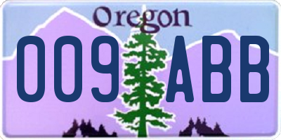 OR license plate 009ABB