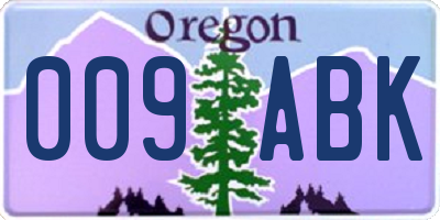 OR license plate 009ABK