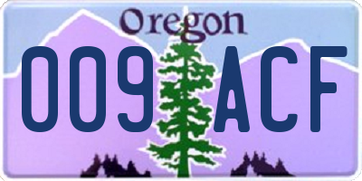 OR license plate 009ACF