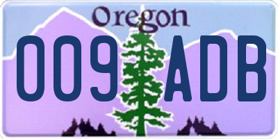 OR license plate 009ADB
