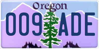 OR license plate 009ADE