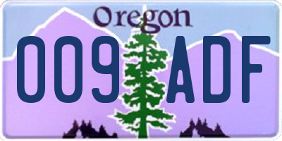 OR license plate 009ADF