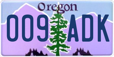 OR license plate 009ADK