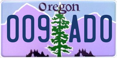 OR license plate 009ADO