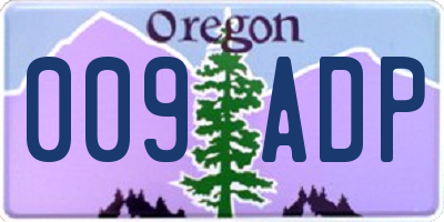 OR license plate 009ADP