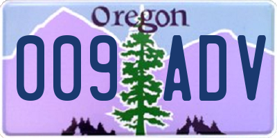 OR license plate 009ADV