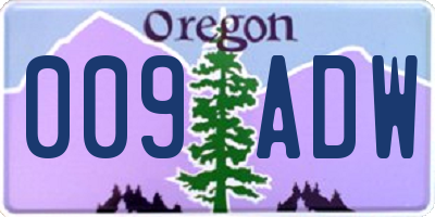 OR license plate 009ADW