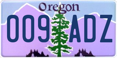 OR license plate 009ADZ