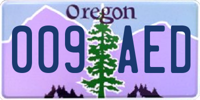 OR license plate 009AED