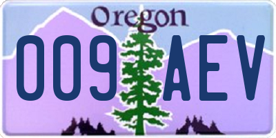 OR license plate 009AEV