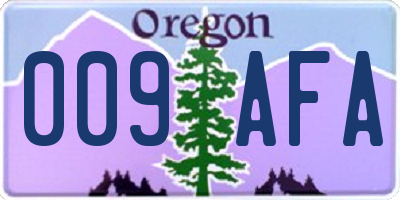 OR license plate 009AFA