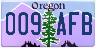 OR license plate 009AFB