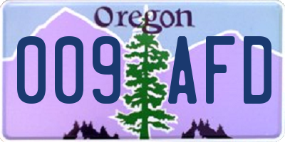 OR license plate 009AFD