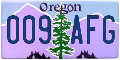 OR license plate 009AFG