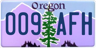 OR license plate 009AFH