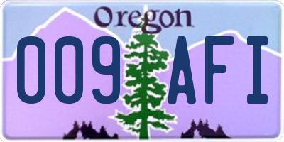 OR license plate 009AFI