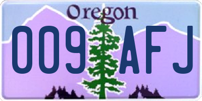 OR license plate 009AFJ