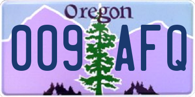 OR license plate 009AFQ