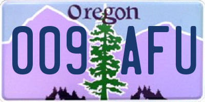 OR license plate 009AFU
