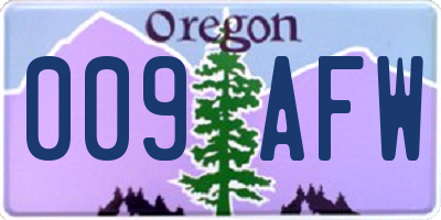 OR license plate 009AFW