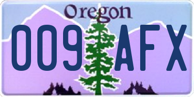 OR license plate 009AFX