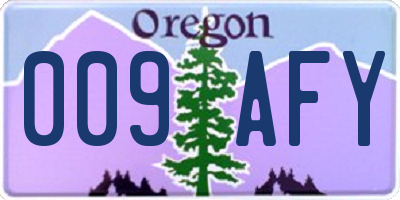 OR license plate 009AFY