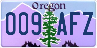 OR license plate 009AFZ