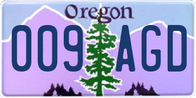 OR license plate 009AGD