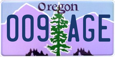 OR license plate 009AGE