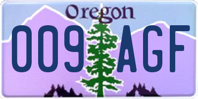 OR license plate 009AGF