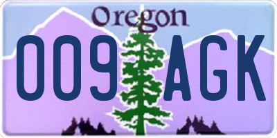 OR license plate 009AGK