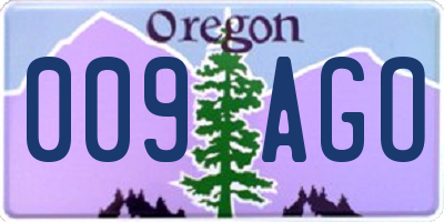 OR license plate 009AGO