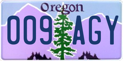 OR license plate 009AGY