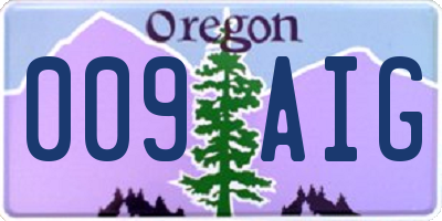 OR license plate 009AIG
