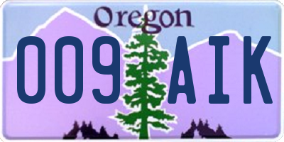 OR license plate 009AIK