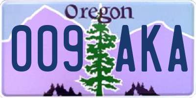 OR license plate 009AKA
