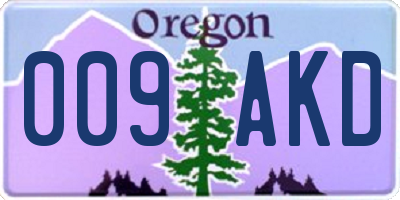 OR license plate 009AKD