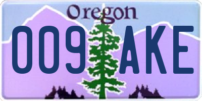 OR license plate 009AKE
