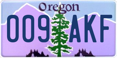 OR license plate 009AKF