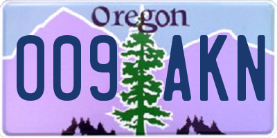 OR license plate 009AKN