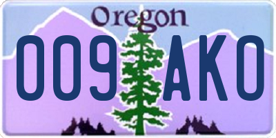 OR license plate 009AKO
